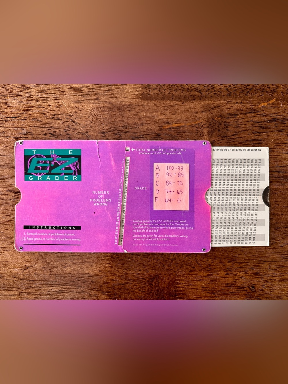 The EZ Grader | Teacher’s Scoring Guide, Slide-to-Calculate Grading (Purple)